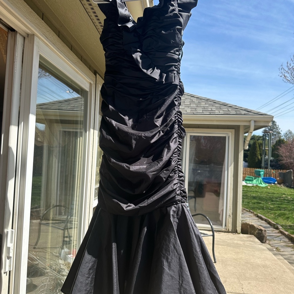 Vintage 1990 Black Ruched Dress